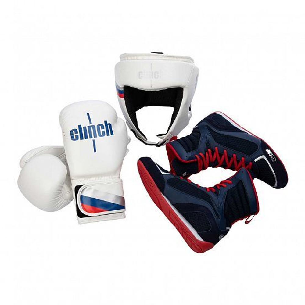Перчатки боксерские Clinch Olimp бело-синие C111