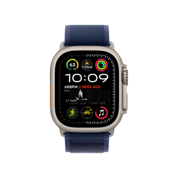 Гарантии Apple Watch Ultra 2 GPS + Cellular, 49 мм, корпус из бежевого титана, ремешок Trail голубого цвета, размер M