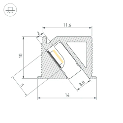 Профиль SL-BEVEL-H10-F14-2000 ANOD BLACK (Arlight, Алюминий) 044084