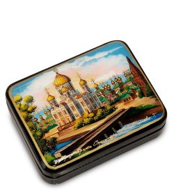 Народные промыслы ШК-55/ 12 Шкатулка «Храм Христа Спасителя» 9,5х7,0 Левин