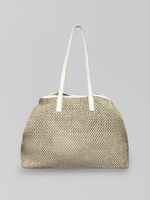 Сумка 3128 соломенная с треугольным значком и джинсовой косметичкой