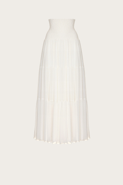 ЮБКА С КОКЕТКОЙ ИЗ МОЛОЧНОГО КРЕП - ШИФОНА