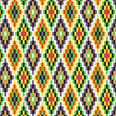 Бесшовный узор с разноцветными ромбиками, африканские мотивы