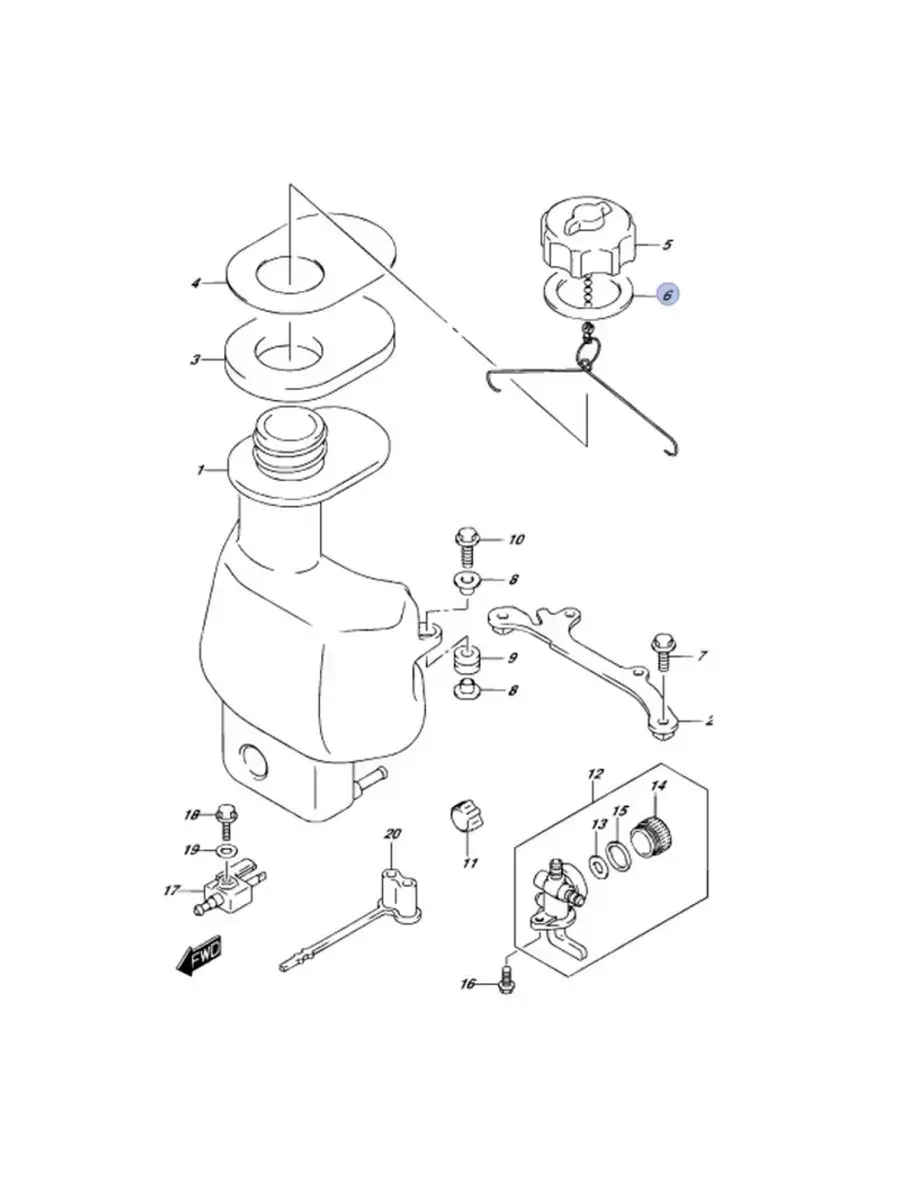 Прокладка под крышку топливного бака лодочного мотора