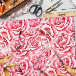 Ткань сатин розы с розами