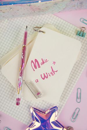 Ручка гелевая "Glitter Metal Jell" розовая с блестками, 1,0мм