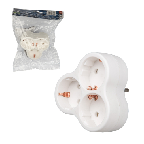 S-GES3-16F WHITE Разветвитель сетевой, с/з. 3 гнезда. 16А, 3500Вт. Белый. ТМ Uniel