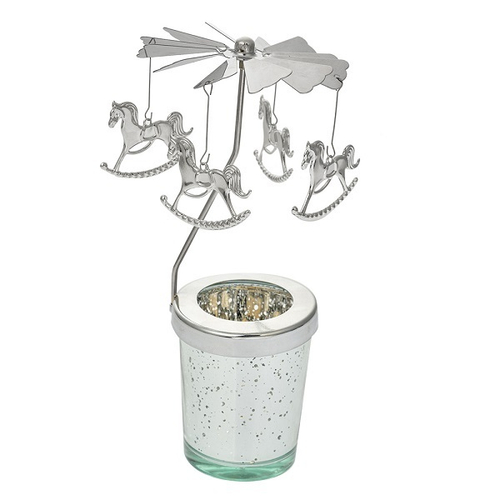 Подсвечник-карусель "Лошадки-качалки" Ø 8x17см Металл,стекло