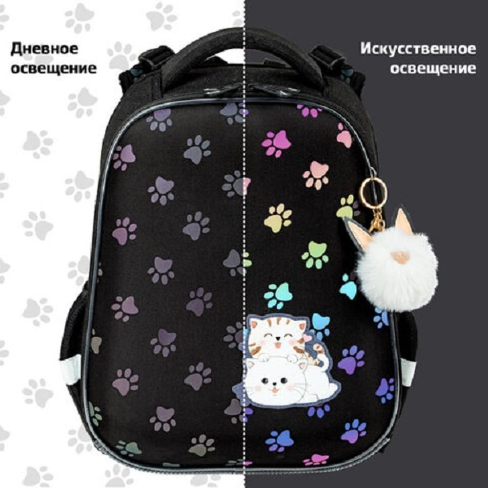 Ранец Brauberg Luminous Paws 38х29х16см, 2 отд., с анатомической спинкой, 17л.