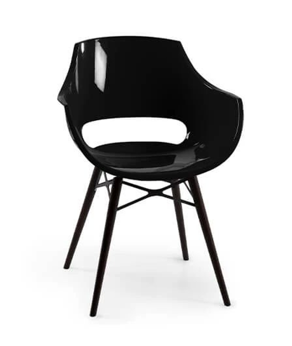 Кресло пластиковое Papatya Opal Wox Beech, натуральный, черный