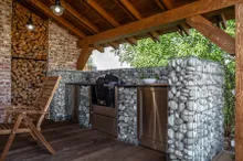 Тумба универсальная угловая правая с выдвижными полками, нержавеющая сталь, 90x122x61 см, Ontario, KuhniGrill