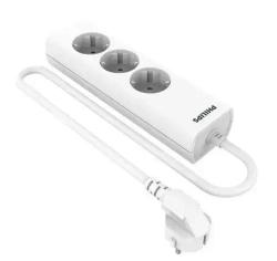 Philips cетевой удлинитель 3 розетки, защита от детей, 2м