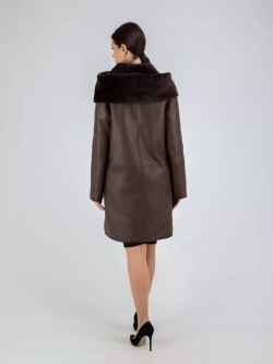 Дубленка натуральная с капюшоном длинная Турция