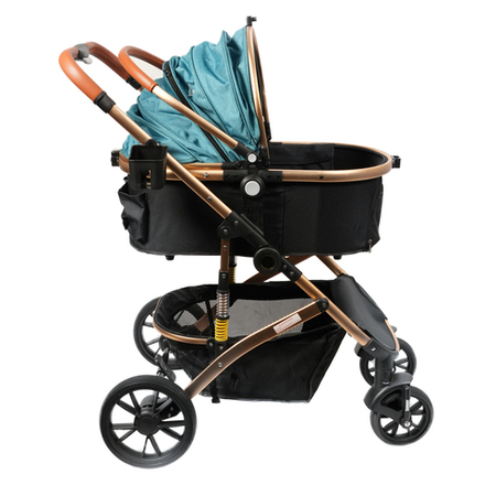 Коляска прогулочная Mr.Kranch для собак и кошек большая с амортизацией максимальная нагрузка 20 кг голубая