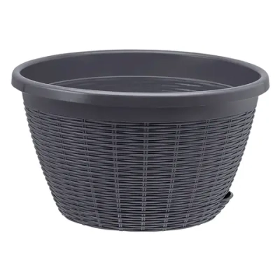 Кашпо для цветов пластиковое 4,5л d-27 см Подвесное с поддоном Антрацит
