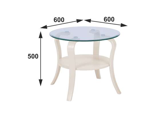 Стол журнальный Аннет бежевый/стекло прозрачное