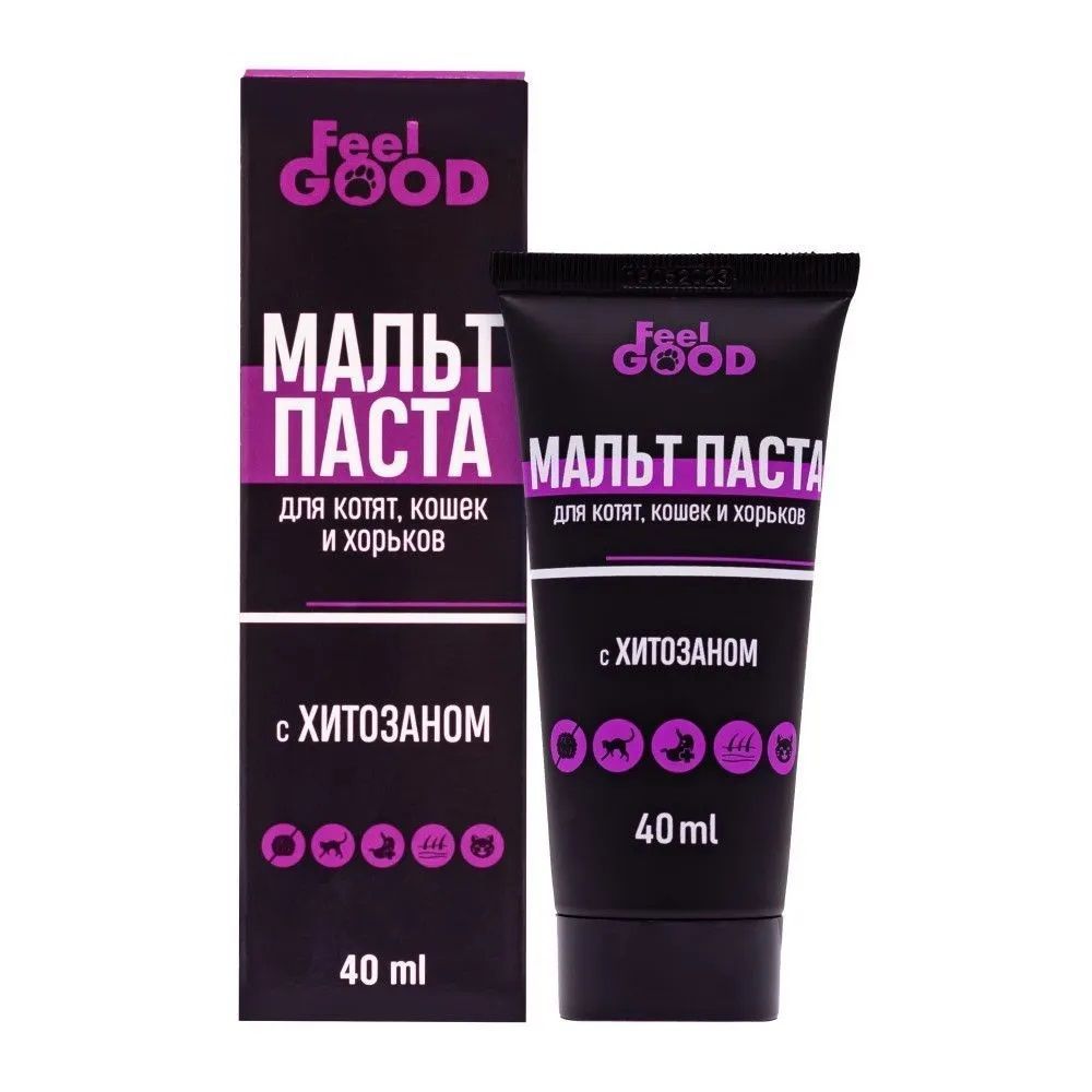Мальт-паста FeelGOOD с хитозаном для котят, кошек и хорьков, 40 мл Мальт-паста FeelGOOD с хитозаном для котят, кошек и хорьков, 40 мл