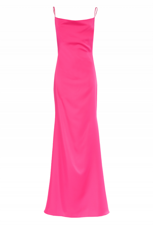 Платье в пол на лямках фуксия 23-19 SS