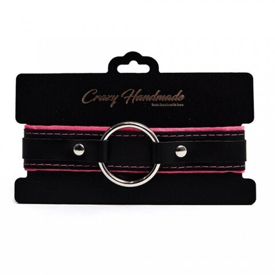 Ошейник с мягкой розовой подкладкой Crazy Handmade