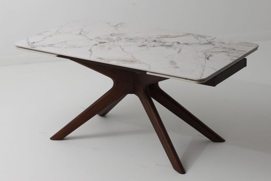 Стол EDER 160 GLOSS COLD JADE SOLID CERAMIC / Орех