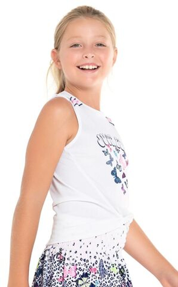 Футболка для девочки теннисная Lucky in Love Novelty Print Just Fly Tank - разноцветный