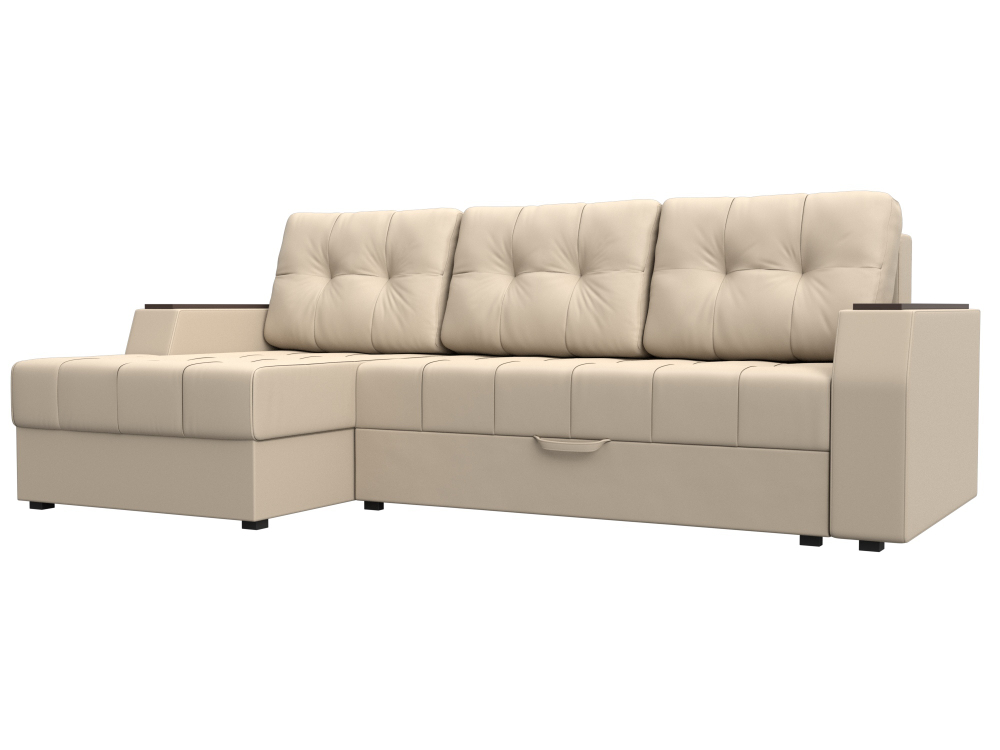 Диван угловой Эмир БС левый угол, Бежевый, Экокожа, 27849L