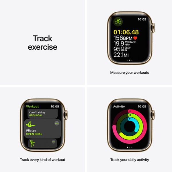 Умные часы Apple Watch Series 7 GPS + Cellular 41mm Gold Stainless Steel with Dark Cherry Sport Band (MKHG3, MKHY3)