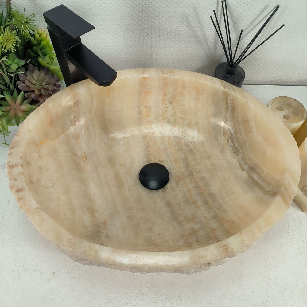 Каменная раковина из оникса Erozy Yellow EO-04517 (53*42*15) 0159 из натурального камня