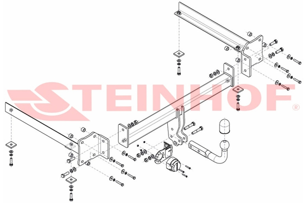 Фаркоп Steinhof A-057 для Audi A8 в т.ч. Quattro, в т.ч. S8 11/2002-02/2010(паспорт и сертификат в комплекте)(без электрики)
