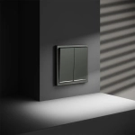 Проходной переключатель встраиваемый VOLTUM S70 двухклавишный 10А, (титан)