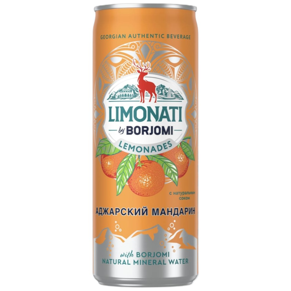 Грузинский Лимонад Limonati by Borjomi Мандарин, in can 0,33 л.