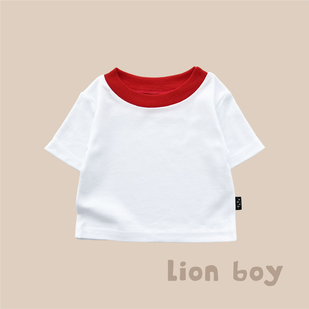 футболка белая Lion Boy (c воротом "томат")