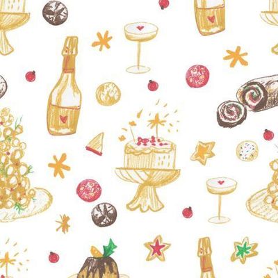 Бесшовный паттерн с рождественской едой восковыми мелками