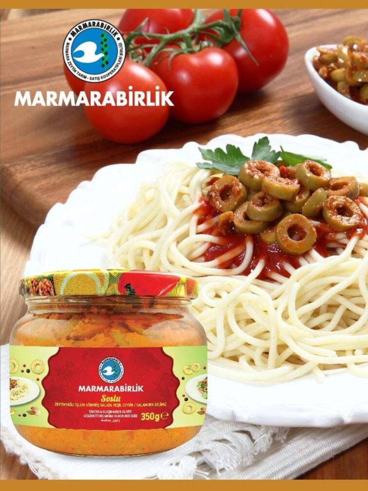 Оливки Marmarabirlik зеленые резаные в соусе, 350 г, 2 шт