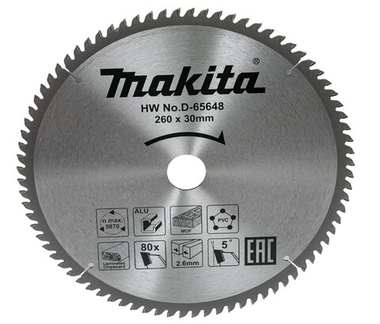 Диск пильный универсальный STANDART 260X30X2.6X80T Makita