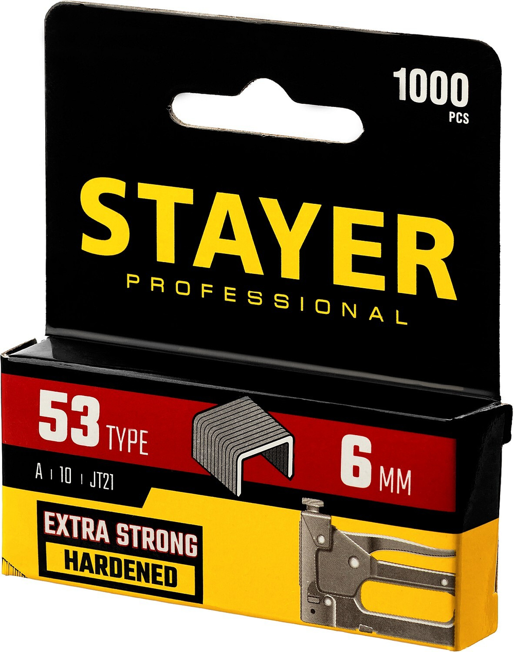 STAYER тип 53 (A/10/JT21), 6 мм, 1000 шт, калибр 23GA, скобы для степлера, Professional (3159-06)