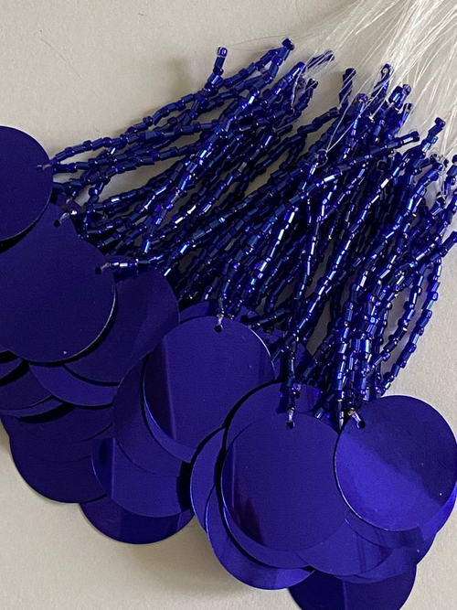 Стеклярус с пайеткой Ф25мм в пучках (50 нитей), 8см цвет Blueberry