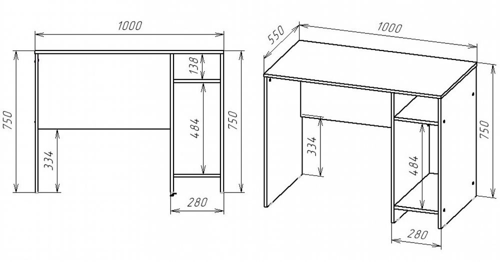 Стол компьютерный 3 Париж (белый), МФ 1+1