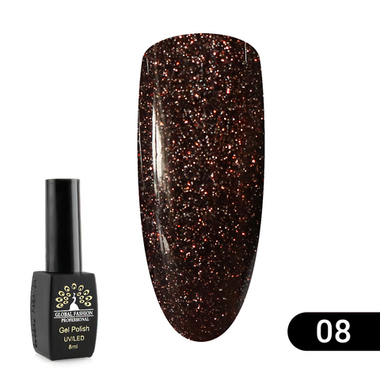 Гель лак Disco Gel Shine Spectrum, Global Fashion, светоотражающий, 8 мл 08