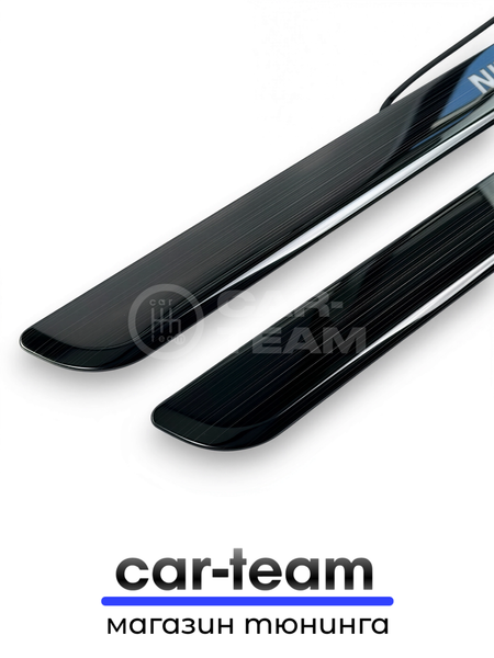 Накладки на пороги на Лада Нива светодиодные LED, ABS-пластик, синяя подсветка (2шт)