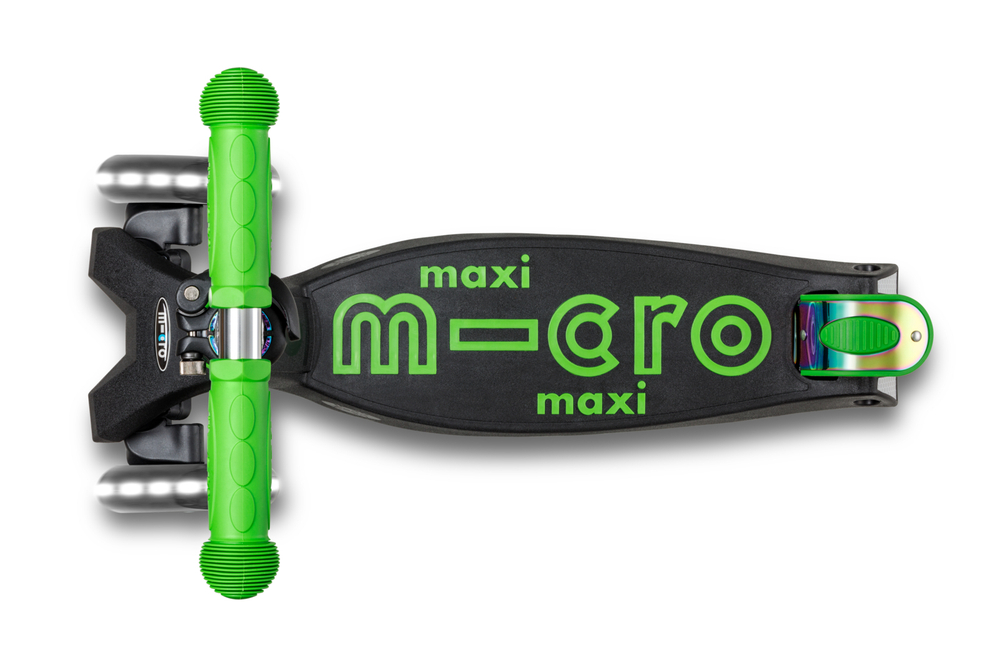 Самокат Maxi Micro Deluxe LED складной, неохром зеленый