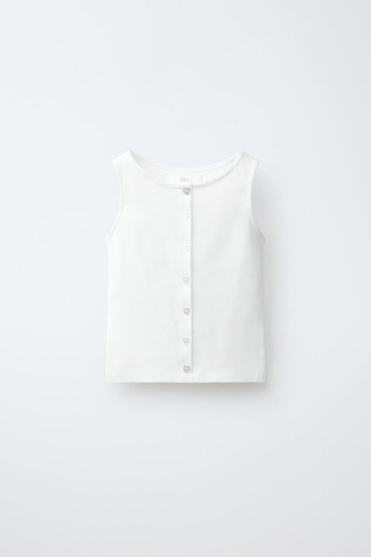 ZARA ФУТБОЛКА С ПУГОВИЦАМИ, БЕЛЫЙ