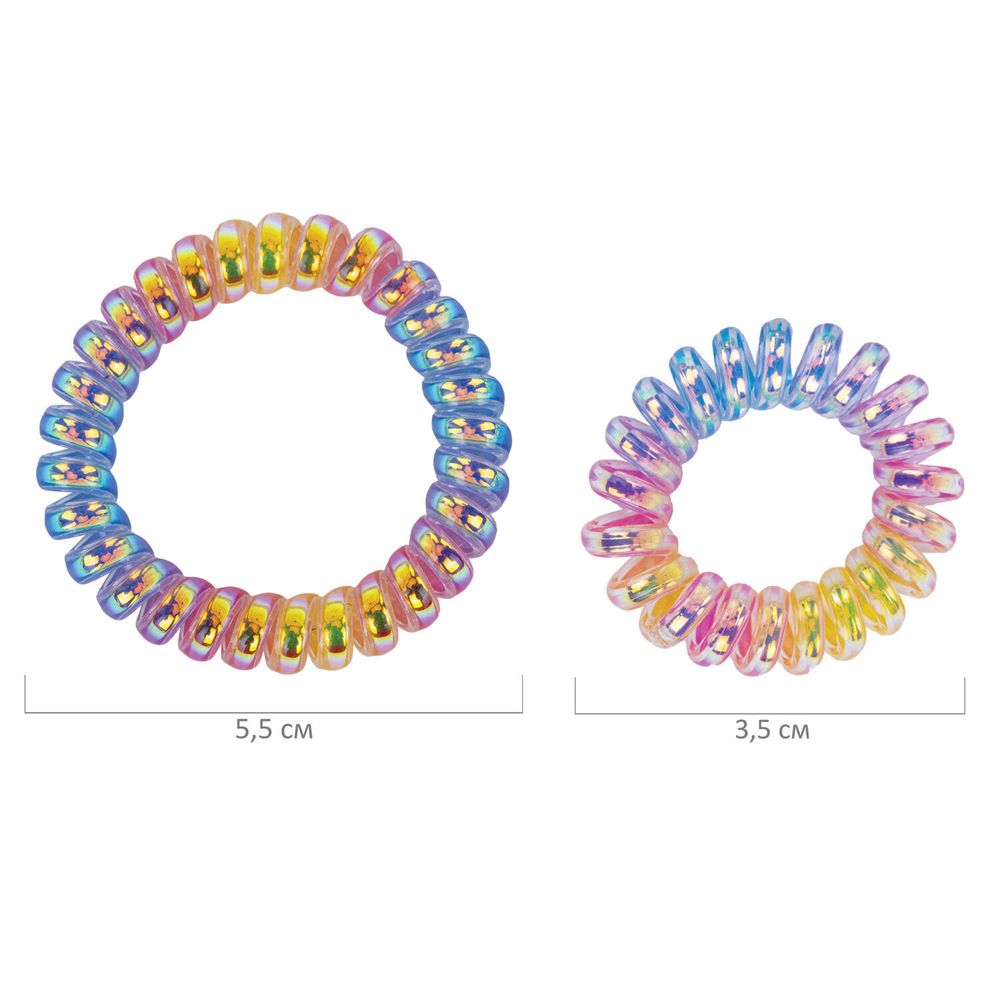 Резинки для волос НАБОР 2 шт., диаметр 5,8 и 4 см, пружинка, разноцветные, MONTE VITA, 457063