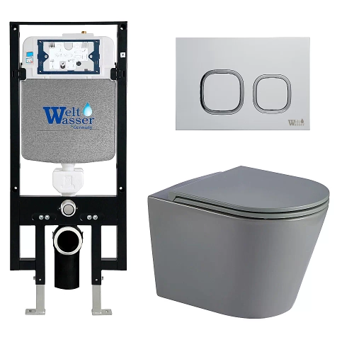 Унитаз с инсталляцией WeltWasser AMBERG 497 + SALZBACH 043 MT-GR + AMBERG RD-WT