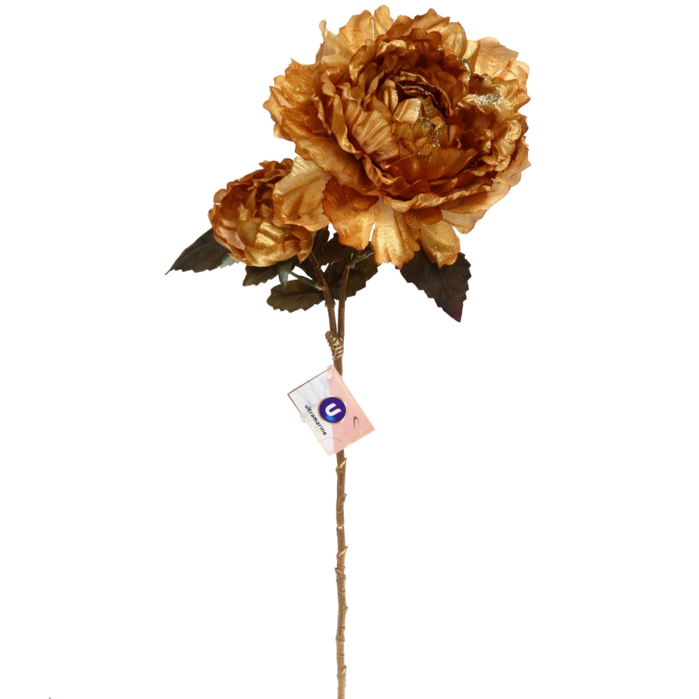 Искусственные цветы «FLOWERS GLAMOUR» 60см Пионы 2 цветка золотые
