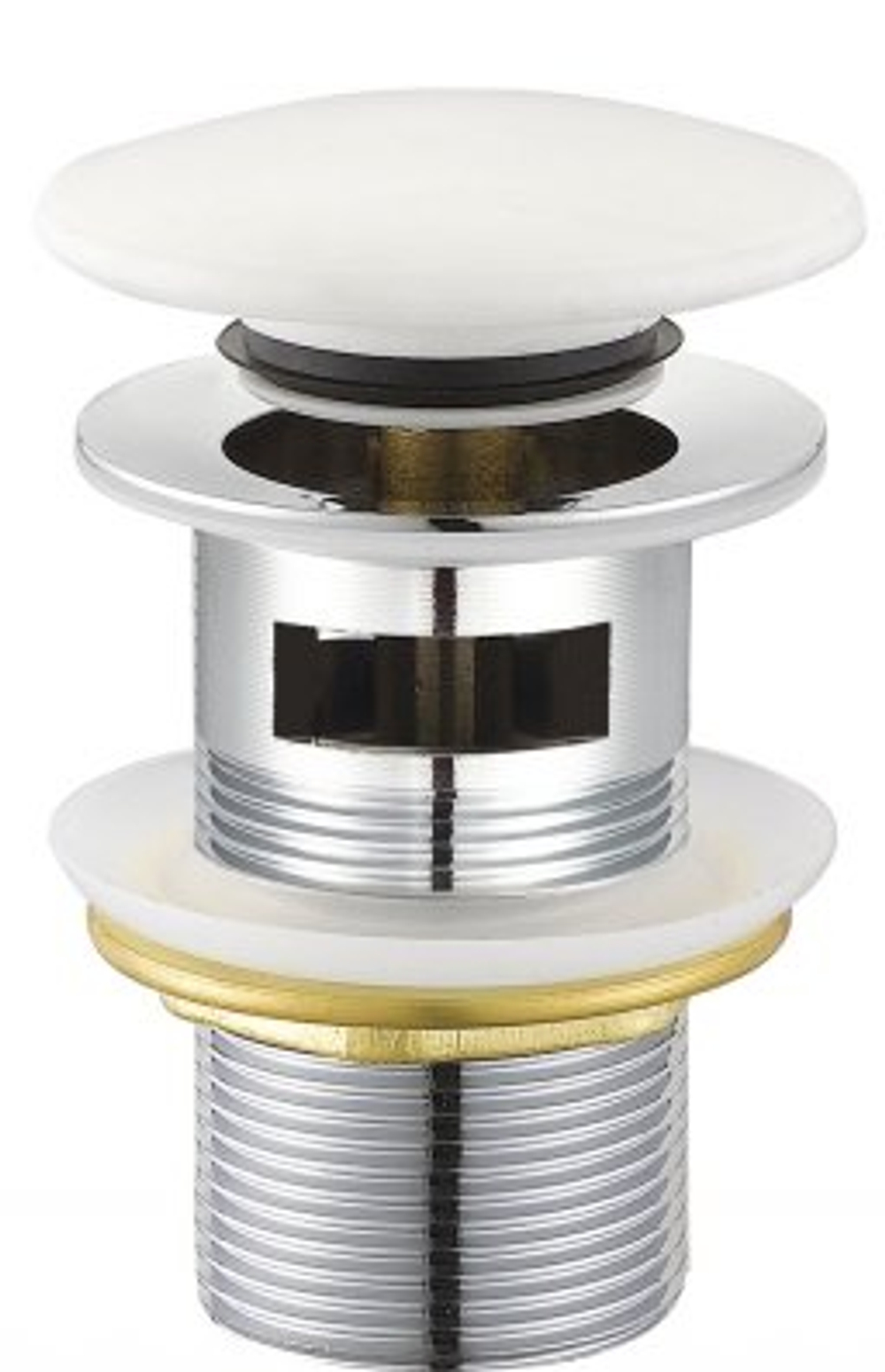 Донный клапан Cezares с системой Клик-клак с переливом с белой керамической крышкой CZR-SAT7-Bi