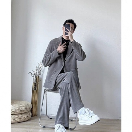 Вельветовый оверсайз серый