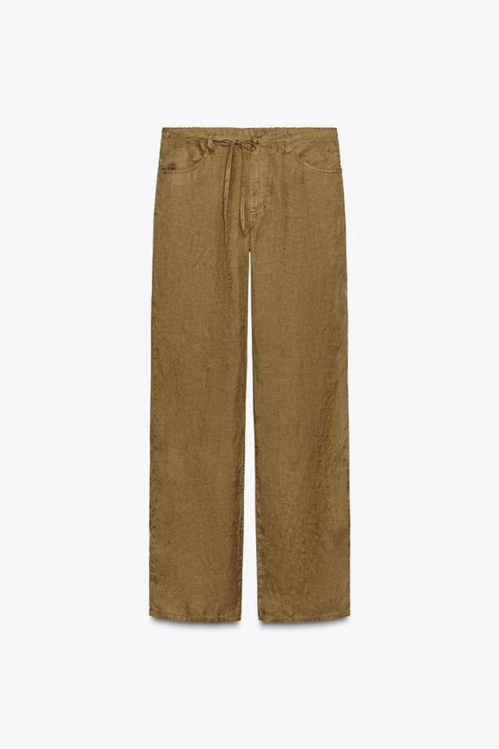 ZARA ПИЖАМНЫЕ БРЮКИ С ПОЯСОМ, СВЕТЛЫЙ ХАКИ