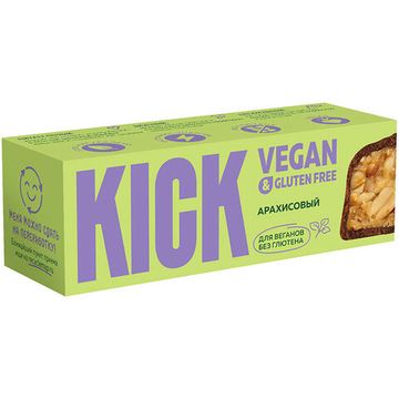 Батончик арахисовый на глюкозно-фруктозном сиропе в темном шоколаде KICK 45 г/10 шт
