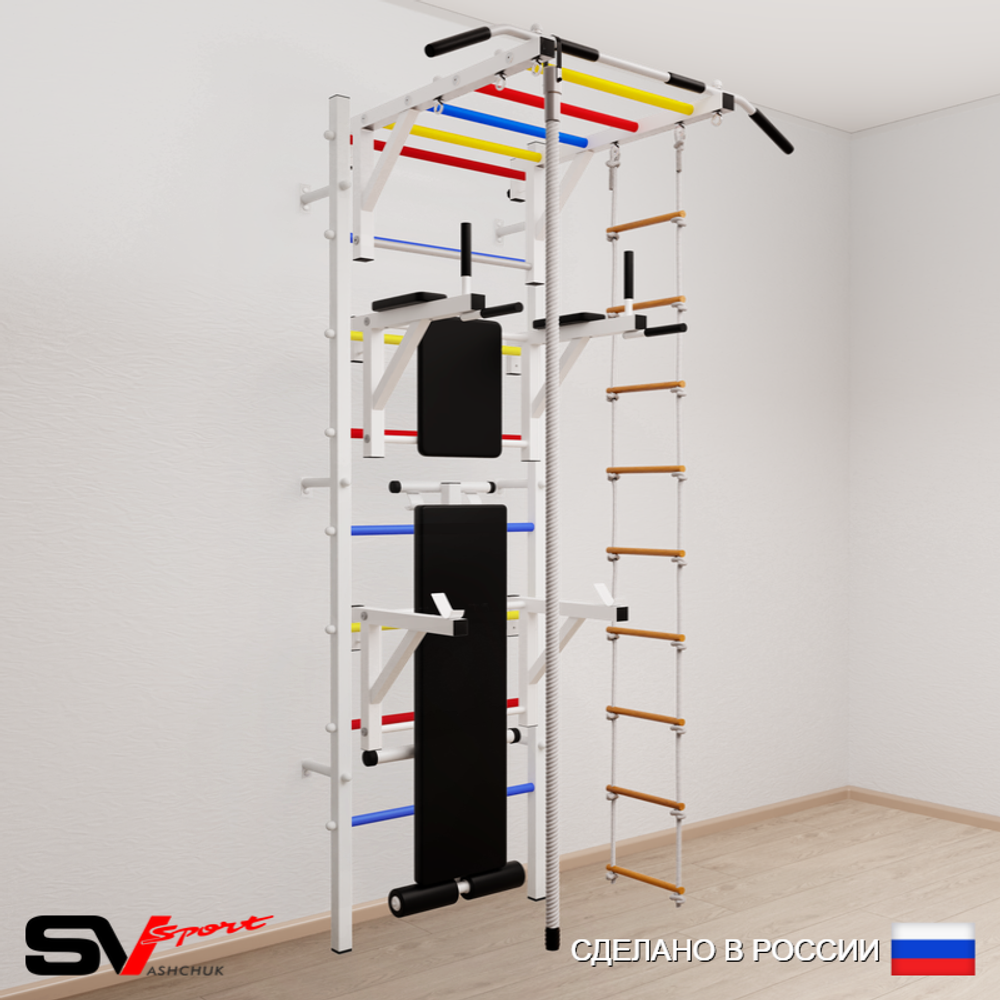 Шведская стенка Sv Sport 565 (Турник рукоход/Брусья/Стойка/Скамья/Канат/Лестница)